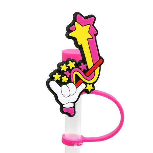 Straw Mouthpiece Silicone Dust Plug Decorative Buckle Clip Personalized Letter Label for Tumblers